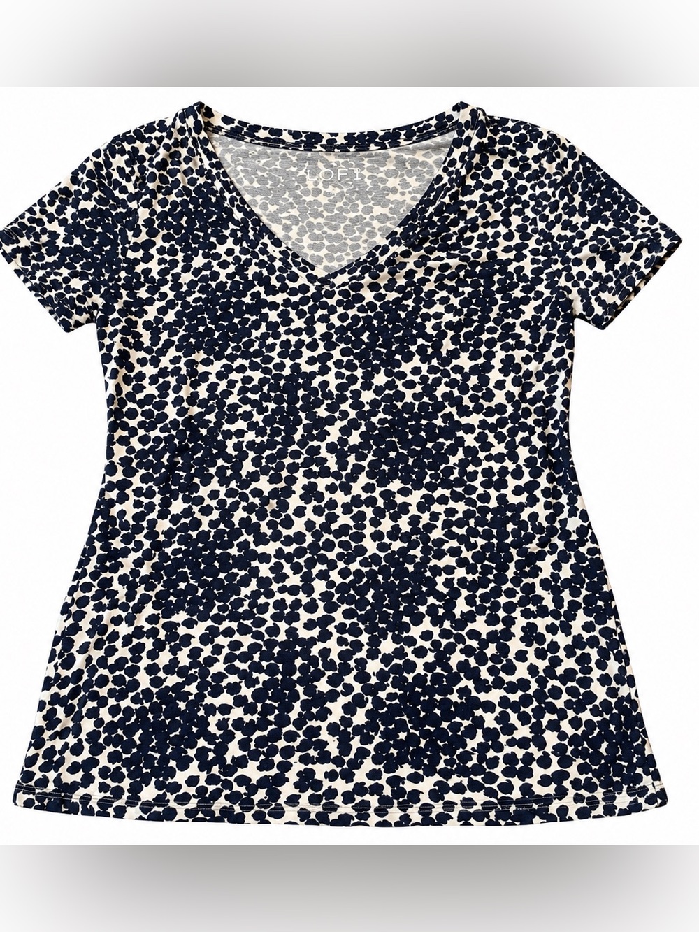LOFT Print Short Sleeve V-Neck Tee